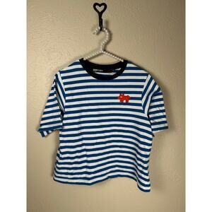 Bimba Y Lola Striped Shirt Size Small Terry Cloth Designer Top Made in Portugal